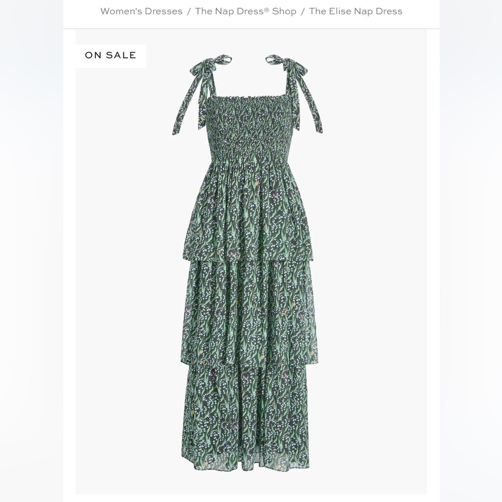 Hill House The Elise Nap Dress - Black Lily of the Valley. Size Small
